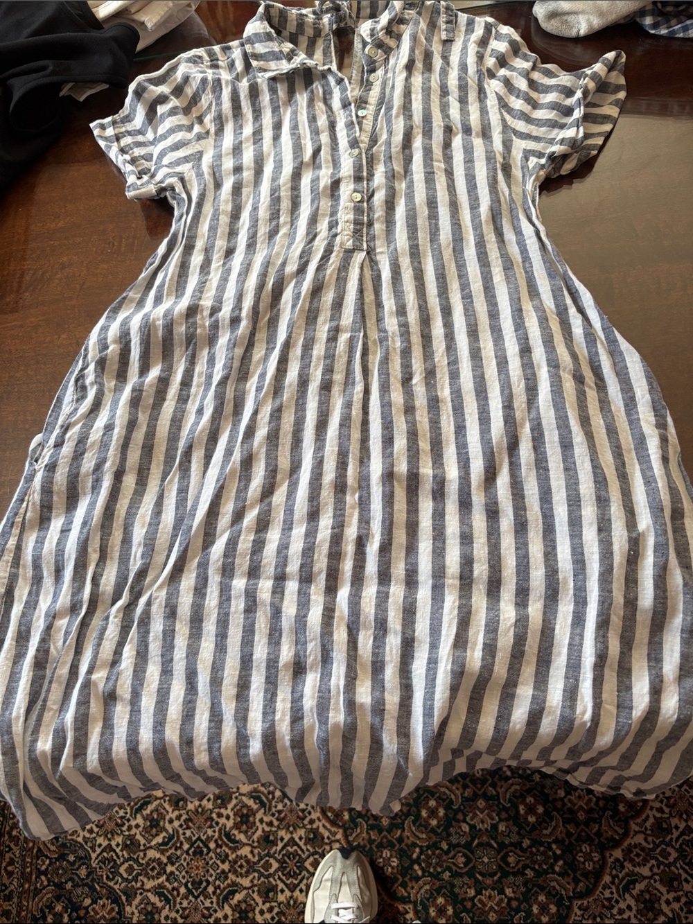 Women's Holebrook of Sweden Blue and White Striped Collared Dress